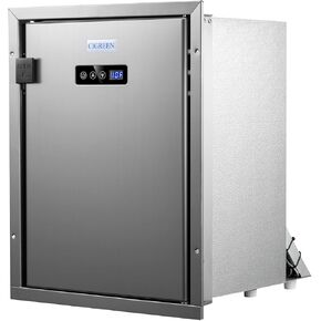 12 Volt RV Refrigerator Built-in Fridge Compressor Refrigerator Mini Fridge with Freezer for Apartment Office Boat Yacht RV Caravan (Silver Stainless Steels, 40L)
