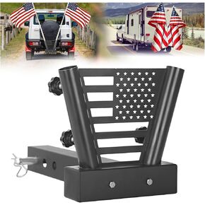 Heavy Duty Hitch-Mounted Flagpole Holder for Trucks – Fits 2" Trailer Receivers,Universal Flag Pole Mount Compatible with Cars, Trucks, SUVs, Pickups, Campers & Trailers