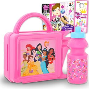 Disney Princess Lunch Box Set - Bundle of Bento Style Lunch Box, Bottle, Stickers, Tattoos, More | Disney Princess School Supplies Containers for Kids