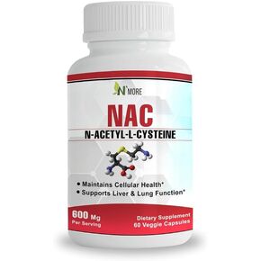 N'More N-Acetyl-Cysteine (NAC) 600Mg 60 Veggie Capsules Non-GMO, Gluten Free