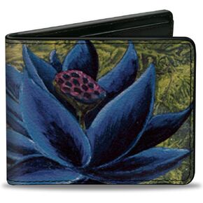 Magic Magic the Gathering Wallet ، Bifold ، Magic the Gathering Black Lotus Card Image وشعار العنوان ، جلد نباتي