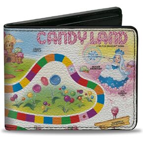 Buckle-Down Hasbro Wallet, Bifold, Candy Land Queen Frostine Game Path and Lands Multi Color, Vegan Leather