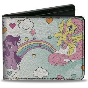 محفظة Hasbro المحفظة ، Bifold ، My Little Pony Three Pony Rainbow Cloud Scene Multi Color