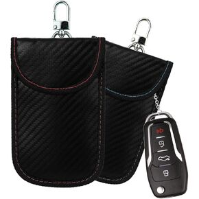 2 Pcs Car RFID Signal Blocking Holder Key Fob Protector Bags High-Density Car Key Pouch Carbon Fiber Key Fob Cage RFID Key Fob Protector Case for Enhanced Anti-theft Protection