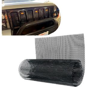 40"x13" Universal Car Grill Mesh, Aluminum Alloy Automotive Grille Insert Bumper, 3 x 6mm Rhombic Hole, Multifunctional Grille Mesh (Black)