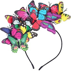 Butterfly Fascinator Headband Colorful Butterfly Hair Crowns for Women Tea Party Cosplay Party