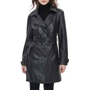 Beinia Women's PU Faux Leather Blazer Jacket, Waterproof, Button Front