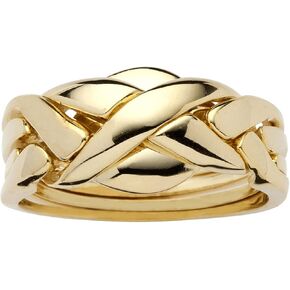 Palm Beach Jewelry 14K Yellow Gold Plated Braided Interlocking Puzzle Ring