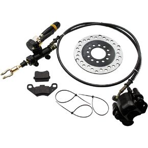 Hydraulic Rear Disc Brake Caliper System Pads Disk Rotor For 150cc 200cc 250cc Dirt Bike Quad ATV Gokart Go Kart Dune Buggy (BLACK)