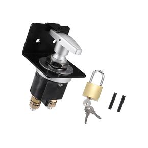 Motoforti Universal Battery Disconnect Switch W/Lockout Plate ، Metal ، Black Silver Tone ، 1 Set