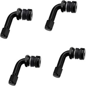 4pcs Metal 90 Degree Valve Stem Vacuum Tyre Valve Stem Extension Extenders Adapter for Car Motorcycle Black Auto Replacement Parts