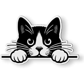 Tuxedo Cat Peeking Magnet for Car Fridge Locker - 5" Kitty Magnet
