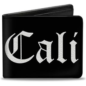 Buckle-Down Men's Wallet, Bifold, Cali Old English Black White, Vegan Leather, California, 4.0" x 3.5"