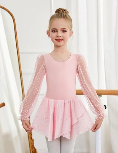 Zaclotre Gymnastics Ballet ثياب للبنات شبكات نفخة طويلة الأكمام in Saudi Arabia