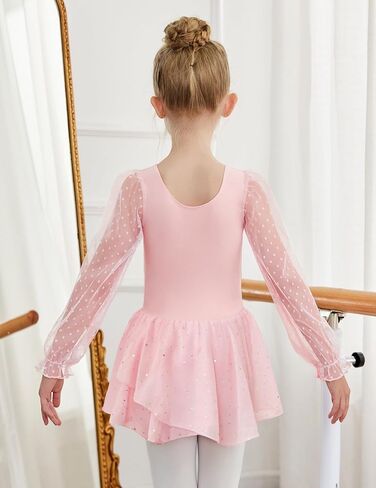 Zaclotre Gymnastics Ballet ثياب للبنات شبكات نفخة طويلة الأكمام in Saudi Arabia