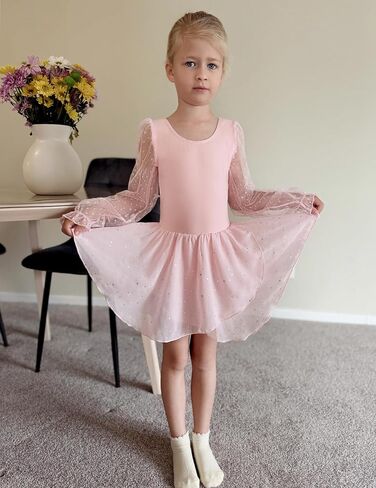 Zaclotre Gymnastics Ballet ثياب للبنات شبكات نفخة طويلة الأكمام in Saudi Arabia