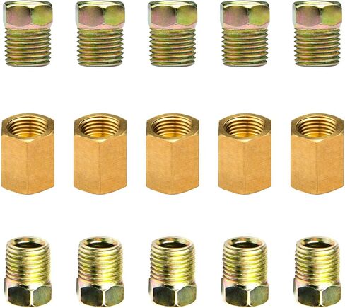 تجهيزات خط الفرامل ، تم ترقيتها 15 قطعة 7/16 24 Threads Brake Union Tittings لتشكيل أنبوب خط الفرامل 1/4 "(5 نقابات ، 10 صواميل) in Kuwait