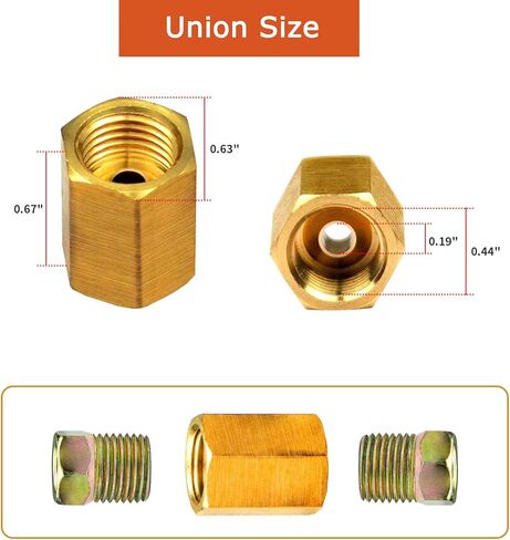تجهيزات خط الفرامل ، تم ترقيتها 15 قطعة 7/16 24 Threads Brake Union Tittings لتشكيل أنبوب خط الفرامل 1/4 "(5 نقابات ، 10 صواميل) in Kuwait