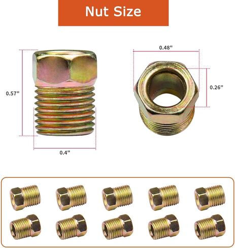 تجهيزات خط الفرامل ، تم ترقيتها 15 قطعة 7/16 24 Threads Brake Union Tittings لتشكيل أنبوب خط الفرامل 1/4 "(5 نقابات ، 10 صواميل) in Kuwait