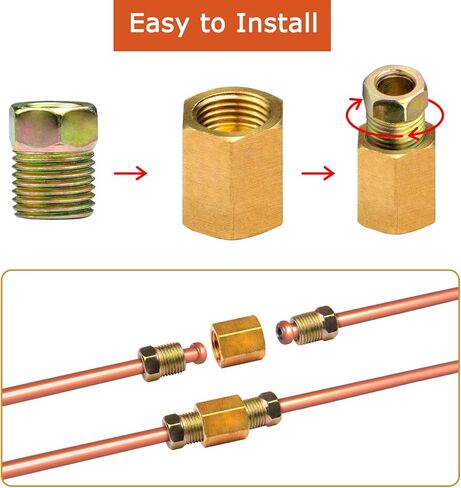 تجهيزات خط الفرامل ، تم ترقيتها 15 قطعة 7/16 24 Threads Brake Union Tittings لتشكيل أنبوب خط الفرامل 1/4 "(5 نقابات ، 10 صواميل) in Kuwait