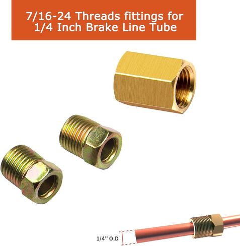 تجهيزات خط الفرامل ، تم ترقيتها 15 قطعة 7/16 24 Threads Brake Union Tittings لتشكيل أنبوب خط الفرامل 1/4 "(5 نقابات ، 10 صواميل) in Kuwait