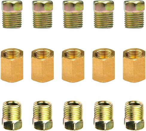 تجهيزات خط الفرامل ، تم ترقيتها 15 قطعة 7/16 24 Threads Brake Union Tittings لتشكيل أنبوب خط الفرامل 1/4 "(5 نقابات ، 10 صواميل) in Kuwait