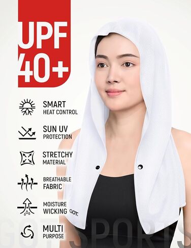 GOT Sports Cooling Hoodie Towel - Instant Cooling with Evaporative Effect - UV Cooling Head & Neck Wraps for Men Women in Saudi Arabia