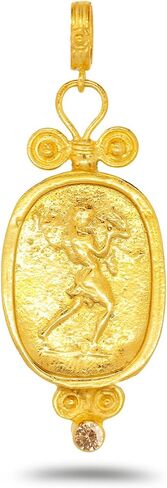 Caprixus 925 Sterling Silver Pendant Ancient Hercules Coin 24K Gold Vermeil Champagne Color Cubic Zirconia Handmade Granulated Designer Greek Roman Art Artisan Turkish Fine Jewelry in Saudi Arabia