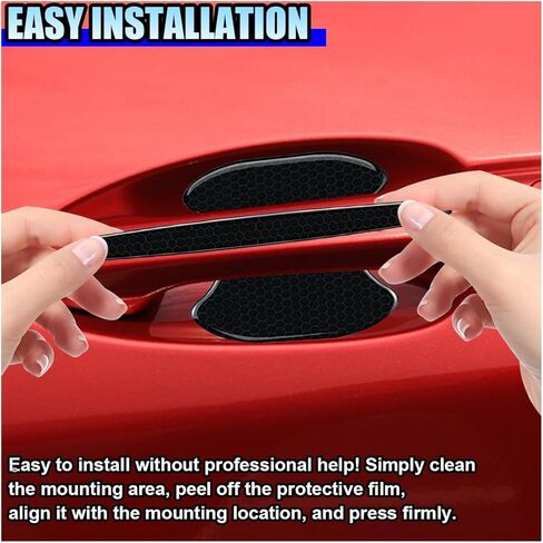 8PCS Car Door Handle Bowl Sticker, Reflective Anti-Scratch Auto Door Handle Cup Protector, Self-Adhesive Door Side Handle Paint Protective Film, Universal Vehicle Decoration Accessory (Black) in Kuwait