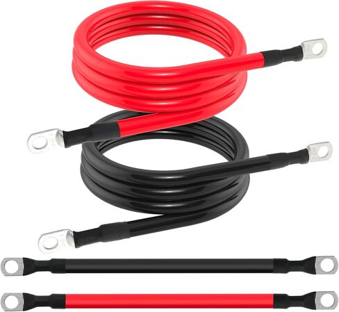 4 AWG Battery Cable 4 Gauge Battery Cables 4AWG Battery Power Inverter Wires Cables with 3/8 inch Lugs for Solar Systems, RVs, Campers, Travel Trailers, Cars (1FT + 2FT) in Saudi Arabia