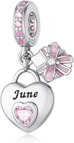 Heart Birthstone Charms 925 Sterling Silver Charms for Europe and America Bracelets and Necklaces Birthday Christmas Women's Jewelry Gifts in Saudi Arabia