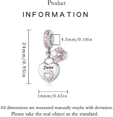 Heart Birthstone Charms 925 Sterling Silver Charms for Europe and America Bracelets and Necklaces Birthday Christmas Women's Jewelry Gifts in Saudi Arabia