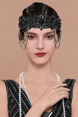 Babeyond 1920s Flapper Headpiece Troaring 20s عقال Gater Gater Gatsby للنساء ملحقات الشعر العتيقة in Saudi Arabia