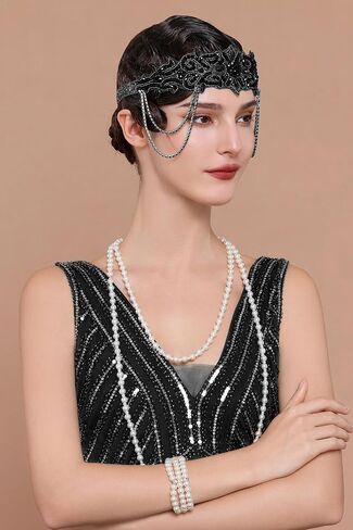 Babeyond 1920s Flapper Headpiece Troaring 20s عقال Gater Gater Gatsby للنساء ملحقات الشعر العتيقة in Saudi Arabia