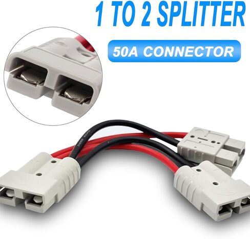 شحن شوكية شوكية كهربائية ، بطارية من 1 إلى 2 فاصل توصيل سريع الاتصال موصل قطع الاتصال 50A بطارية الطائر كابلات 10AWG تناسب الشوكة الكهربائية ، عربات البطارية in Kuwait