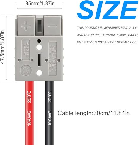 شحن شوكية شوكية كهربائية ، بطارية من 1 إلى 2 فاصل توصيل سريع الاتصال موصل قطع الاتصال 50A بطارية الطائر كابلات 10AWG تناسب الشوكة الكهربائية ، عربات البطارية in Kuwait