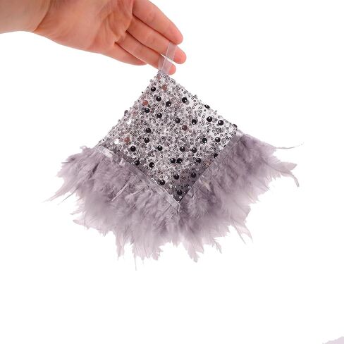 Tulle Bride Handkerchief - Authentic Beads Embroidered Hairy Bridal Wedding Party Accessory Gift, Belly Dance| 1 Pieces in Kuwait