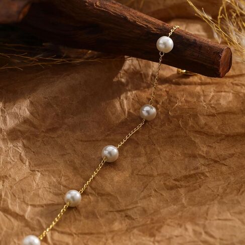 KAERUN Pearl Gold Bracelets for Women Trendy 14K Gold Plated Dainty Pearl Beaded Bracelet Adjustable Chain Bracelets Non Tarnish Bridesmaid Proposal Birthday Gifts for Women Jewelry in Kuwait