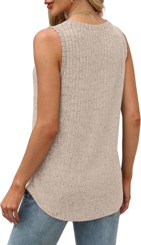 Saloogoe Tank Tops for Women 2025 V Neck Summer Sweaters Vest Lightweight Curved Hem Spring Beach Fashion in Saudi Arabia