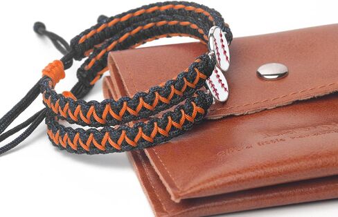 Baseball Charm Bracelet Gift 2PCS for Boys Girls Kids Adults | Stylish Sports Jewelry | Great Birthday or Coach Appreciation Gift (orangeblack 2pcs) in Saudi Arabia