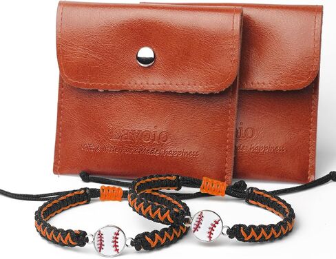 Baseball Charm Bracelet Gift 2PCS for Boys Girls Kids Adults | Stylish Sports Jewelry | Great Birthday or Coach Appreciation Gift (orangeblack 2pcs) in Saudi Arabia