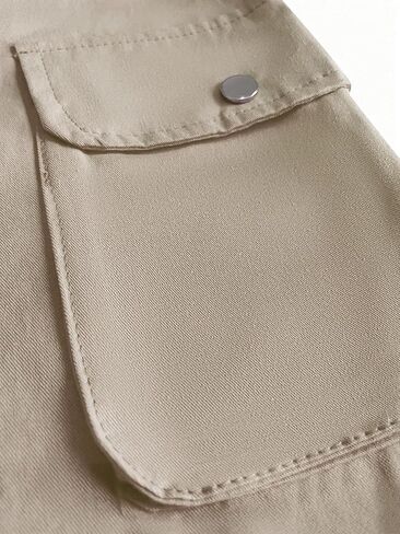 Girl's Elastic High Waist Cargo Pants Wide Leg Trousers with Flap Pocket, 3-14 Years in Kuwait