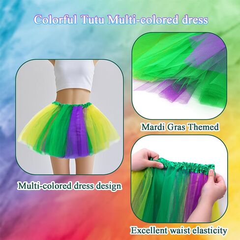 Women Mardi Gras Tutu Skirt Mask Accessories Layered Tutu Costume Set Neon Tutu Skirt Mardi Gras Shining Mask in Saudi Arabia