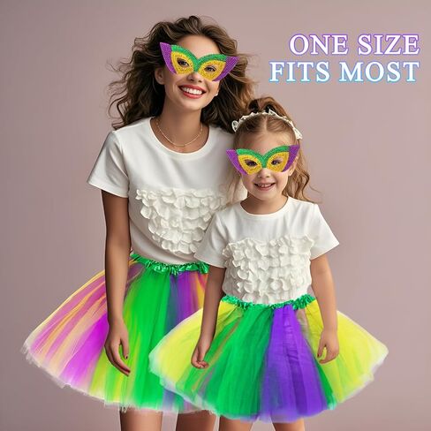 Women Mardi Gras Tutu Skirt Mask Accessories Layered Tutu Costume Set Neon Tutu Skirt Mardi Gras Shining Mask in Saudi Arabia