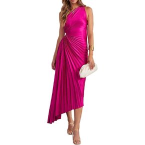 Women's Sexy One Shoulder Lrregular Dress Split Cocktail Party Maxi Dresses