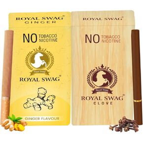 Natural Herbal Cigarettes Ginger, Clove Flavour (20 Sticks) Ayurvedic Herbs Clove, Tulsi, and More Additives and Chemicals 100% Tobacco-Free and Nicotine-Free