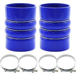 UOIENRT 2Pcs 4" X 6" 4 inch Intercooler Hose, Charge Air Cooler Hump Hose Boot Sets with T Bolt Clamps, Silicone Turbo Hose (Blue)
