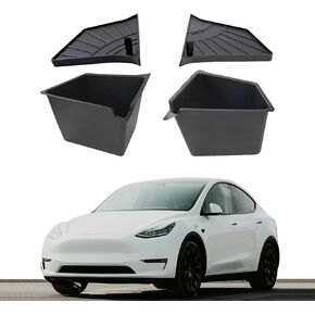 منظم صندوق تخزين الجذع الخلفي مع أغطية 2 PCS متوافق مع طراز Tesla Y 2021-2024 5 مقاعد بديل للنموذج Y الملحقات الداخلية