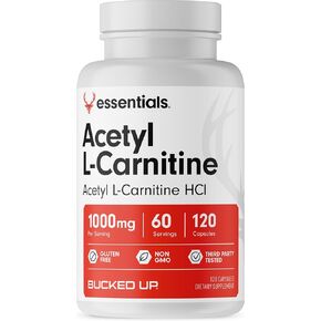 Bucked Up Acetyl L-Carnitine 1000mg Per Serving, Supports Brain Function Essentials (60 Servings, 120 Capsules)
