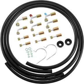 42810100 A/C خرطوم ومجموعة التركيب ملائمة لخطوط تكييف الهواء المخصصة ، تتضمن مجموعة كاملة من 6 أقدام و 5 أقدام و 8 أقدام و 4 أمتار AN10 ، والتجهيزات مستقيمة و 90 درجة ، وحلقات O ، ومصابش الفرقة والغرور